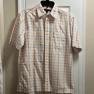 Tommy Hilfiger Orange and White Casual Button Down Shirt